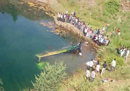 14 die as bus falls into pond in Ratlam, MP