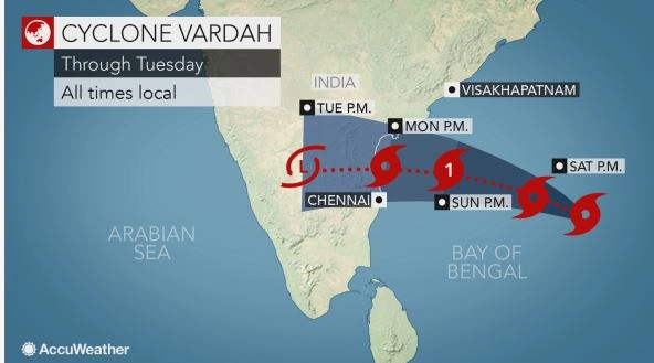 Cyclonic storm Vardah to skip Odisha, heads towards Andhra Pradesh coast