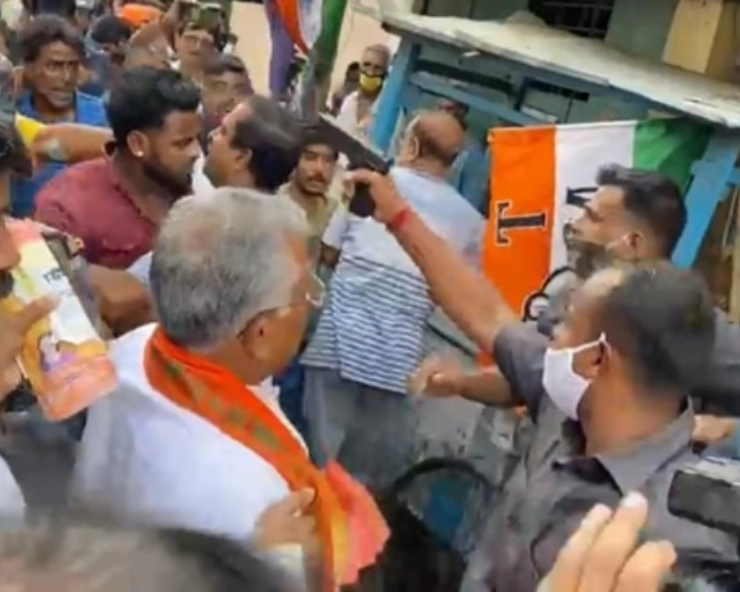 Bhabanipur bypoll: Ruckus during BJP campaign, Dilip Ghosh manhandled, security guard pulls out gun - WATCH