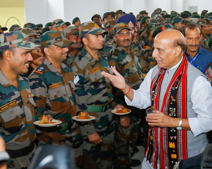 Manipur: Defence Minister Rajnath Singh interacts with Army & Assam Rifles troopers, lauds them for protecting nation, border
