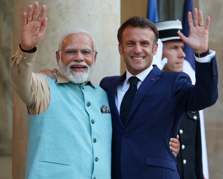 Narendra Modi and Emmanuel Macron at Élysée Palace