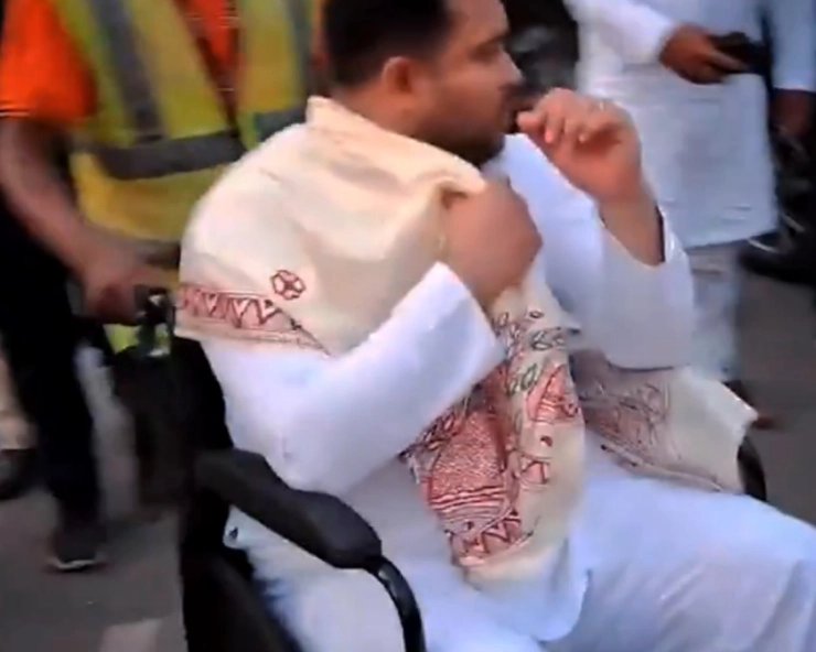 Tejaswi Yadav falls sick, moves on wheel chair from airport (VIDEO)