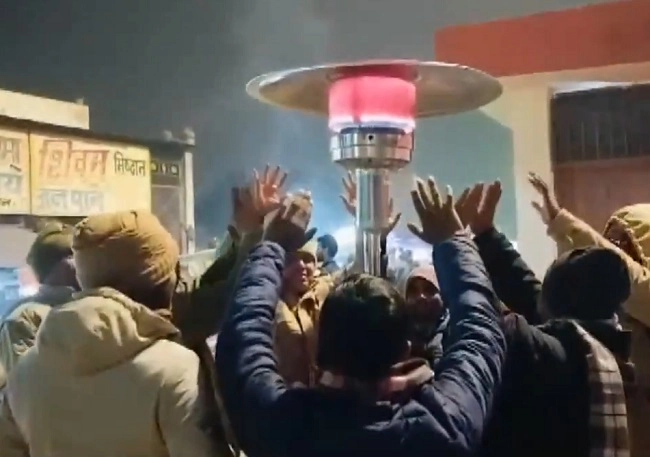 outdoor heaters installed at several locations across Ayodhya