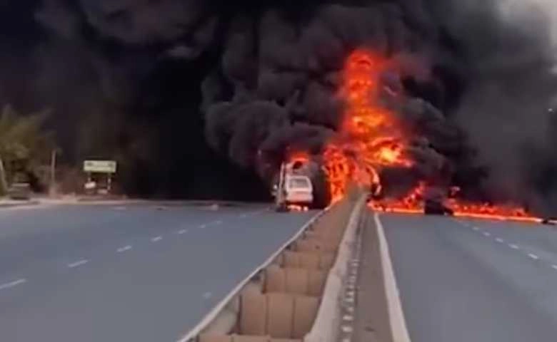 Fierce fire in chemical tanker