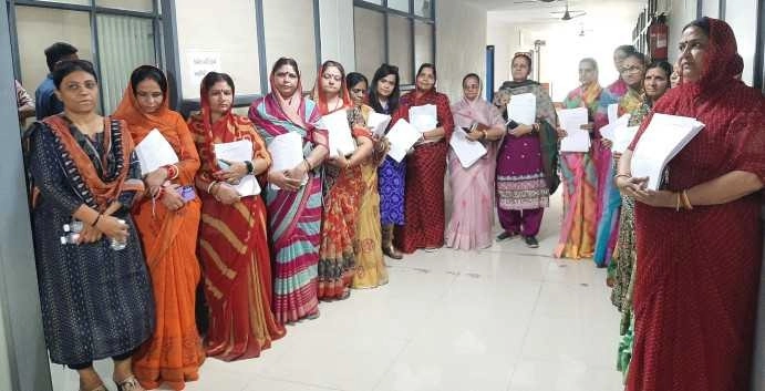 Kshatriya women pick up nomination forms in Rajkot
