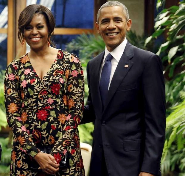 कश्मीरी कढ़ाई वाली ड्रेस में दिखीं मिशेल ओबामा - Michelle rocks in Kashmiri creation in Cuba