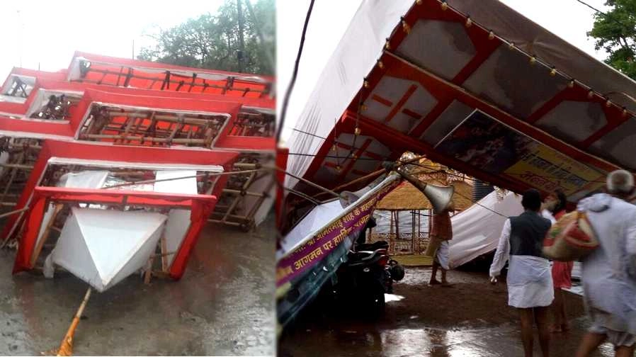 उज्जैन सिंहस्थ में  तेज आंधी और बारिश से पंडाल उखड़े, 7 मरे और 40 घायल