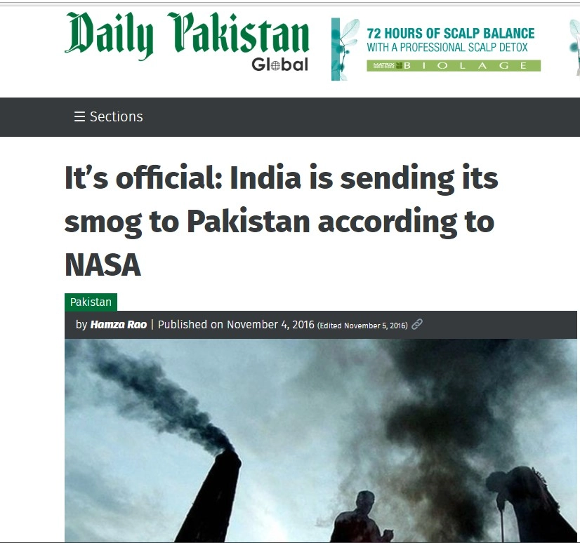 दिल्ली का स्मॉग पहुंचा लाहौर, पाकिस्तान ने भारत पर लगाया आरोप...