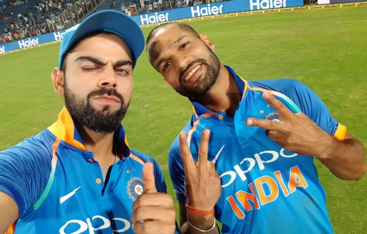 जीत के बाद विराट ने शिखर के साथ की सेल्फी पोस्ट - Virat Kohli Shikhar Dhawan Selfie