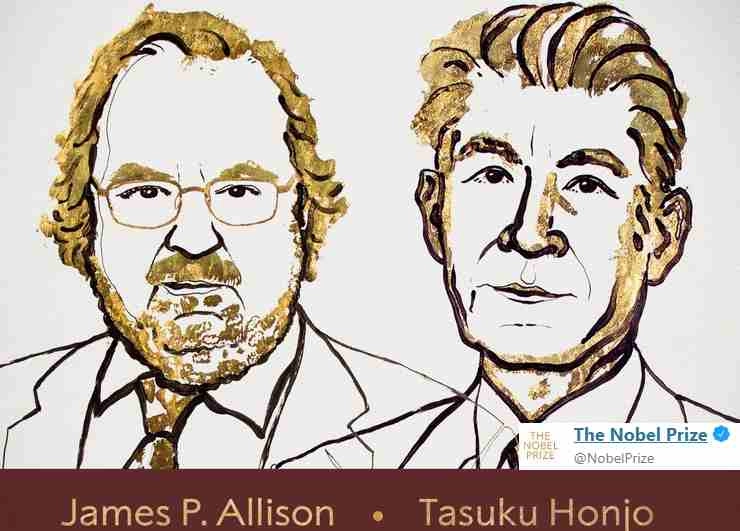 2018 का मेडिसिन का नोबेल पुरस्कार संयुक्त रूप से जेम्स पी एलिसन और तासुको हॉन्जो को मिला - Nobel Prize