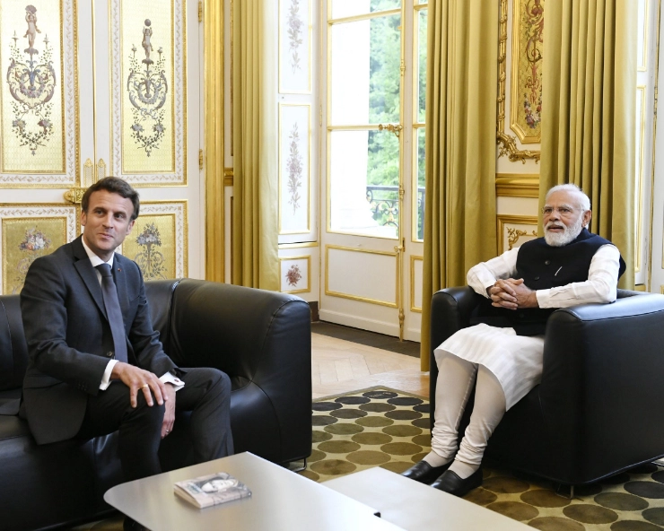 G7 Summit: पीएम मोदी और फ्रांसीसी राष्ट्रपति मैक्रों ने जर्मनी में चाय पर की चर्चा - Narendra Modi and Emmanuel Macron discuss tea