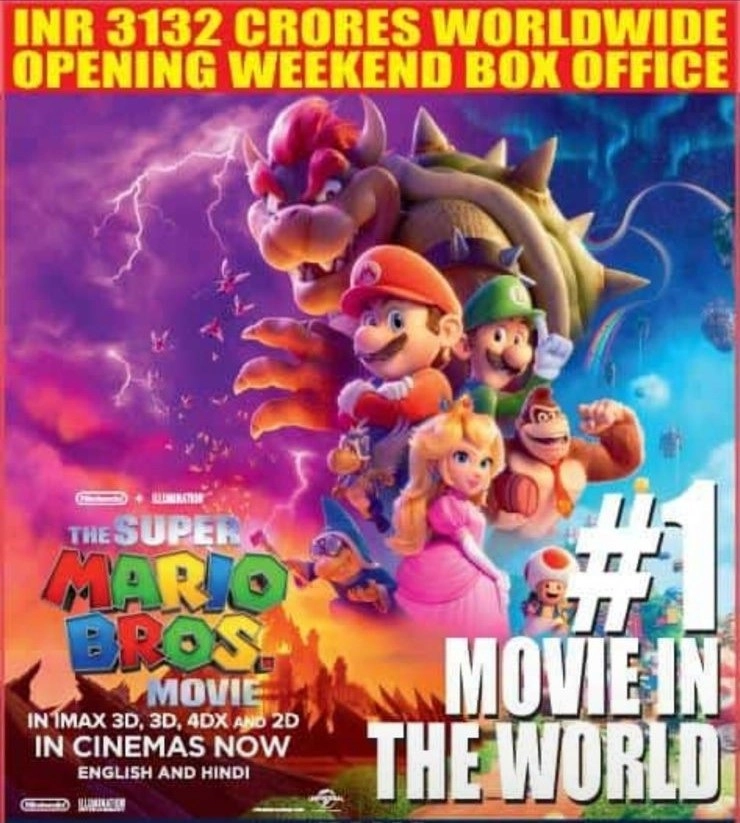 Super Mario Bros Garners INR 3132 Crores Across Worldwide Box Office | सुपर मारियो ब्रदर्स ने वर्ल्ड वाइड किया 3132 करोड़ रुपये का कलेक्शन
