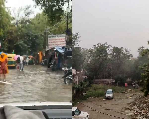 दिल्ली में तेज बारिश, सड़कों पर पानी भरा, दोपहर में शाम जैसा अहसास - Heavy rains in Delhi, roads filled with water
