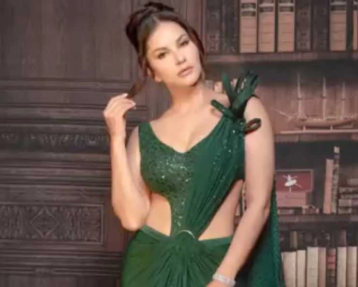 सनी लियोनी के हॉट साड़ी लुक ने इंटरनेट पर मचाया तहलका | sunny leone hot sizzling look in green saree