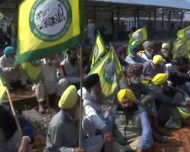 farmers protest on railway track