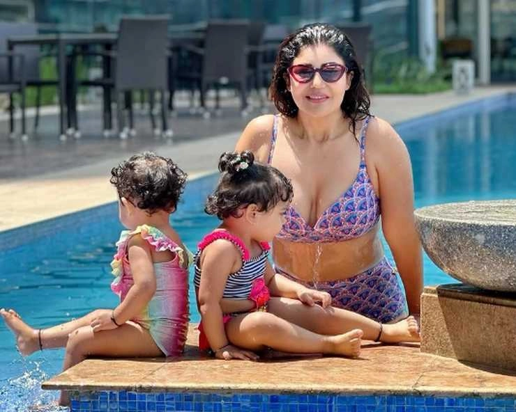 debinna bonnerjee enjoy pool time with daughters photos goes viral - debinna bonnerjee enjoy pool time with daughters photos goes viral