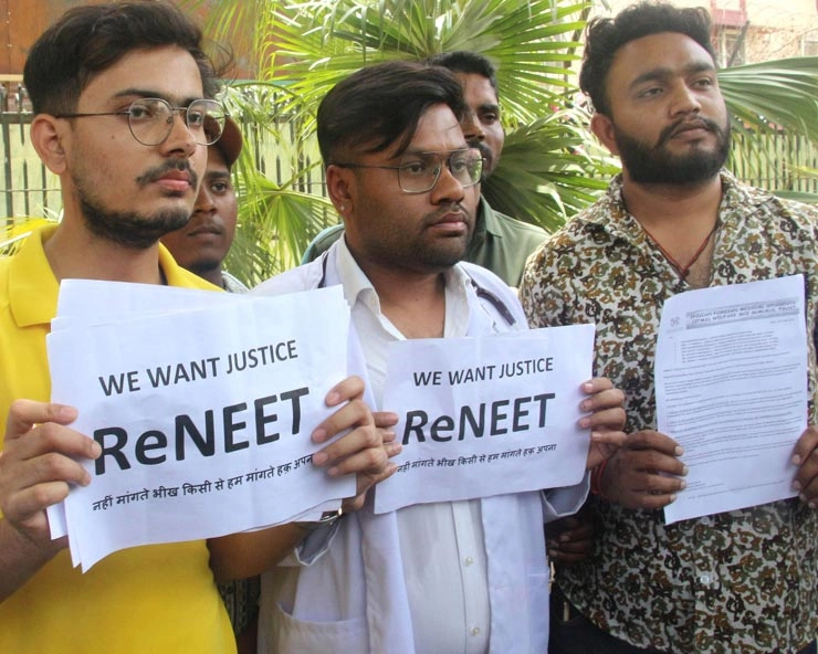 students protest on NEET