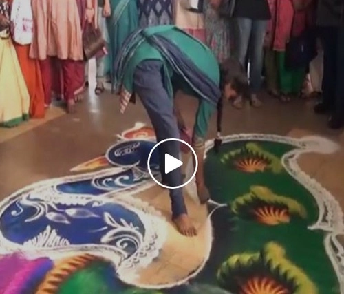 అమేజింగ్ హ్యాండ్ స్కిల్ రంగోలి... (Video)