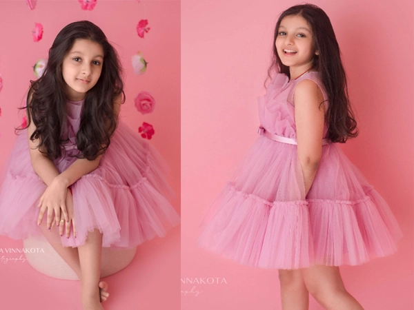 Sitara Gattamneni, pink dress