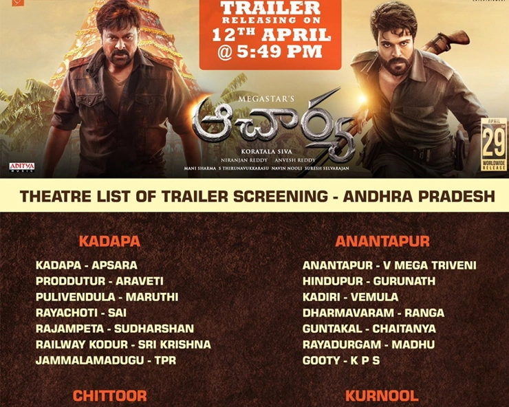 Acharya trailer list