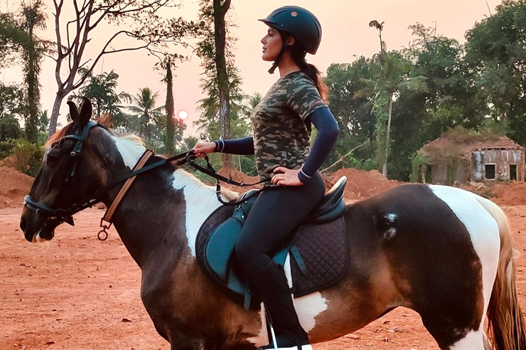 Samyukta learning horse riding