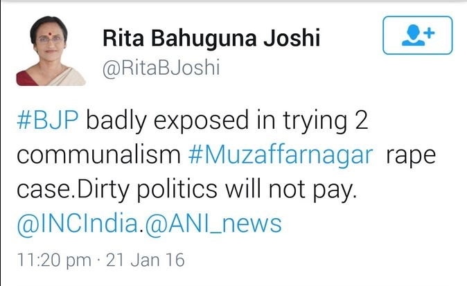 Rita B.Joshi trolled on twitter for her anti BJP tweets