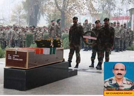 Army pays homage to soldier killed in north Kashmir encounter