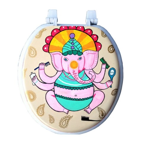 What! Lord Ganesha printed on toilet seat!