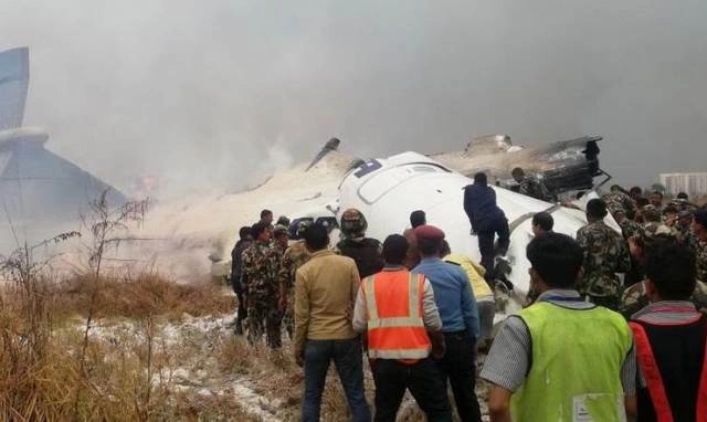 Plane crashes at Kathmandu airport