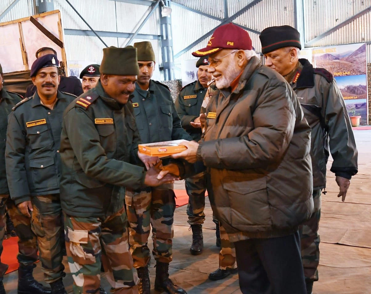 Modi celebrates Diwali with Army & ITBP troops at Harshil