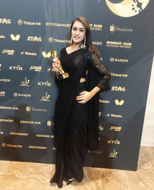 Table Tennis player Manika Batra looking an exquisite beauty in black saree