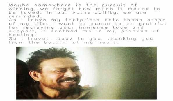 Irrfan Khan shares heartfelt post for his fans post his cancer treatment