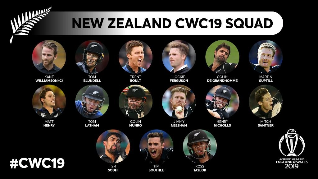 Black caps announce team squad for Men's cricket World cup