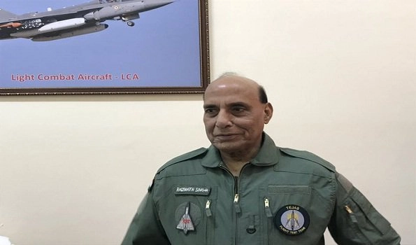 Rajnath flies in LCA Tejas, first Defence Minister to do so