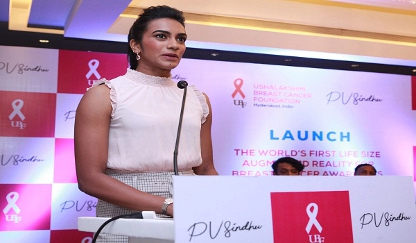 Sindhu launches world's first life size augmented reality for breast cancer awareness