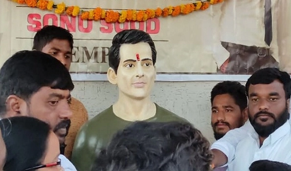 Statue of actor Sonu Sood erected in tribal village in Telangana, villagers perform pooja