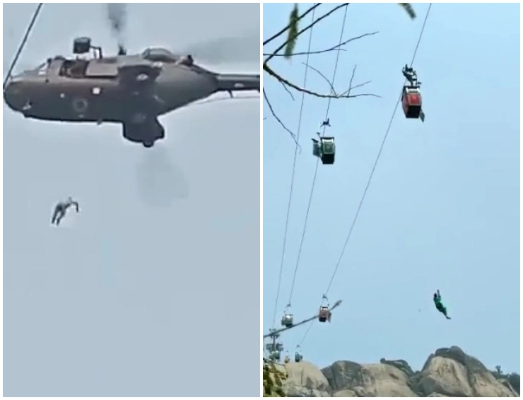 VIDEO: Deoghar ropeway accident: Rescue op concludes, 2 out of 3 die after falling from helicopter, 46 rescued