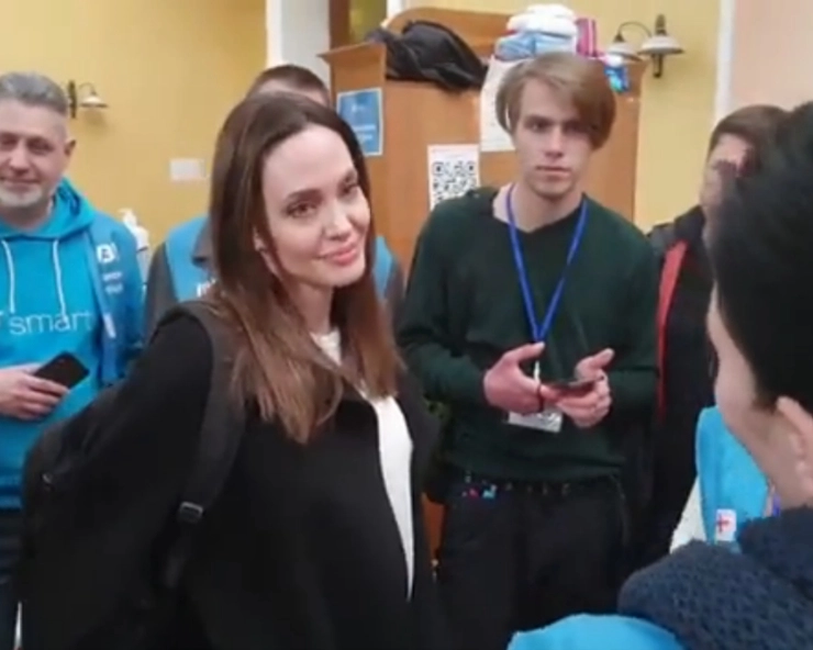 Angelina Jolie makes surprise visit to Ukraine, meets people displaced by war