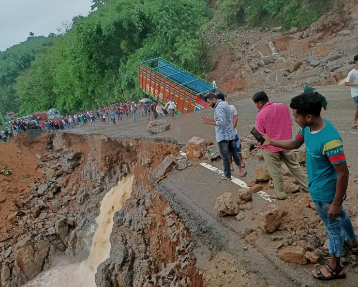 VIDEO: NH-06 washed away as heavy rain hits Meghalaya