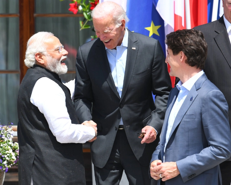 WATCH - US President Joe Biden walked up to PM Narendra Modi to greet him