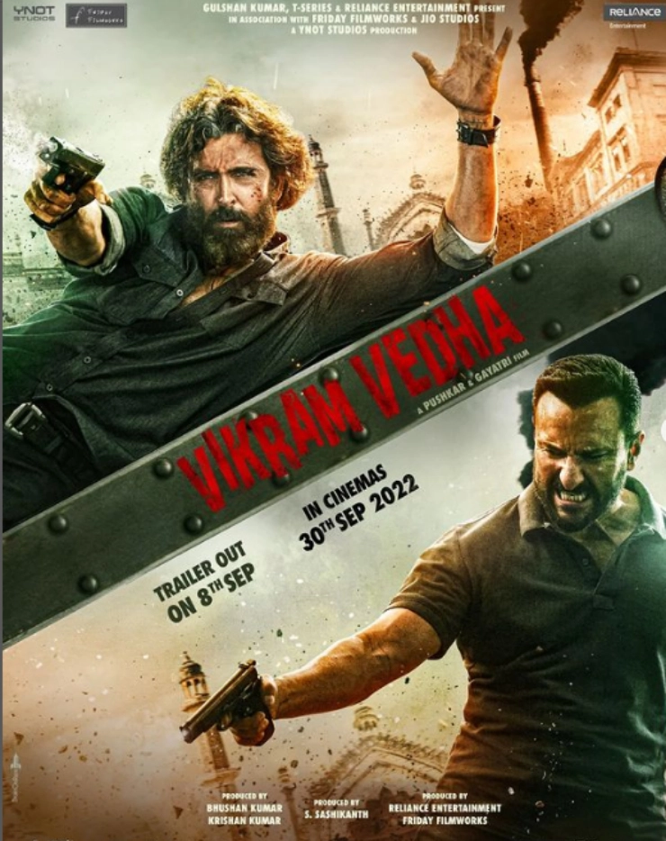 New intriguing poster of Hrithik Roshan-Saif Ali Khan’s ‘Vikram Vedha’ out, Trailer to release on THIS date