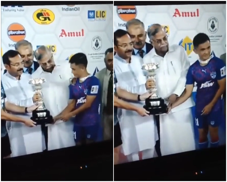 WATCH - West Bengal Governor slammed for pushing Sunil Chhetri during Durand Cup photo-op