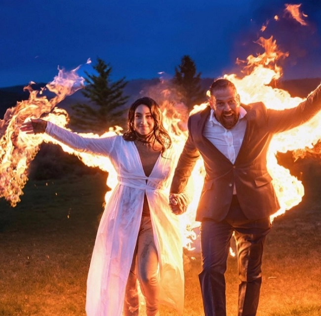 Bride And Groom Set Themselves On Fire Stunt