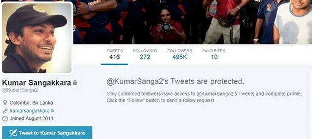 कुमार संगकारा का ट्विटर अकाउंट हुआ हैक - Kumar Sangakara, International cricketer