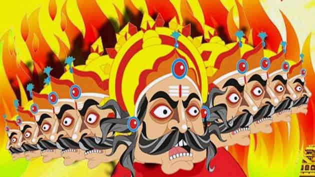 हिन्दी कविता :  जलते रावण की नसीहत - poem on ravan