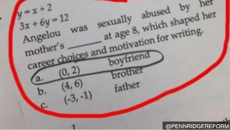 गणित के होमवर्क में सेक्स से जुड़े सवाल - american school