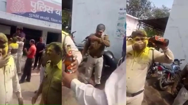 थाने पर शराब पार्टी, 15 पुलिसकर्मी सस्पेंड (वीडियो) - Police, Alcohol Party, Hurdang, Social Media
