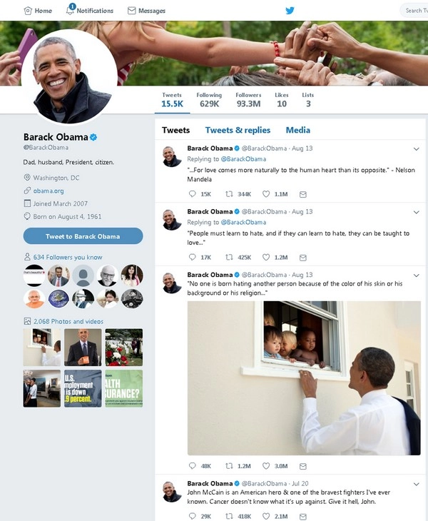 टि्वटर पर बराक ओबामा का नया रिकॉर्ड