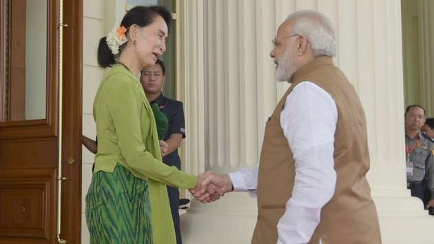 भारत ने म्यांमार से आठ एमओयू पर दस्तखत किए - Modi Suu Kyi