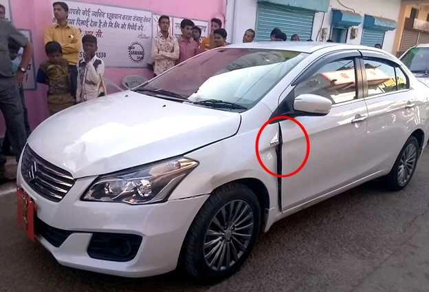 राज्यपाल आनंदीबेन की गाड़ी से टकराई गाय... - Governor Anandiben Patel, Sagar Yatra